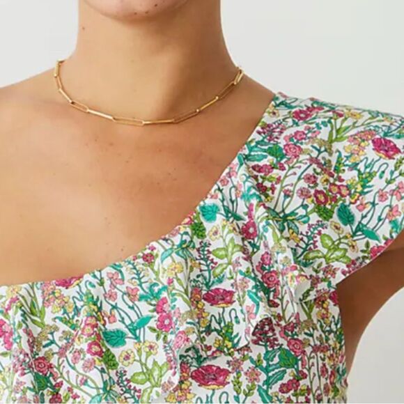 J. Crew Size 2 Ruffle One Shoulder Swimsuit Liberty Floral Print Recycled Fabric - Picture 4 of 14